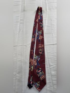 Coca Cola Burgundy Tie with Retro Jukebox and Dancing Figures